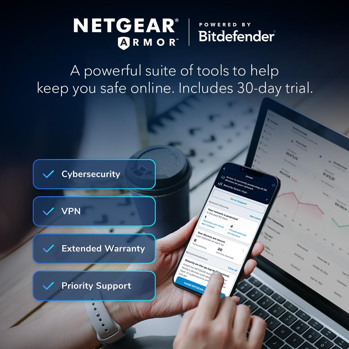 NETGEAR Nighthawk Tri-Band WiFi 7 Router (RS300) - Security Features, BE9300 Wireless Speed (up to 9.3 Gbps) - Covers up to 2,500 sq. ft., 100 Devices - 2.5 Gig Internet Port - Free Expert Help