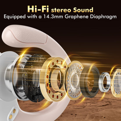 HAOYUYAN Wireless Earbuds, Sports Bluetooth Headphones, 80Hrs Playtime Ear Buds with LED Power Display, Noise Canceling Headset, IPX7 Waterproof Earphones for Workout/Running Rose Gold