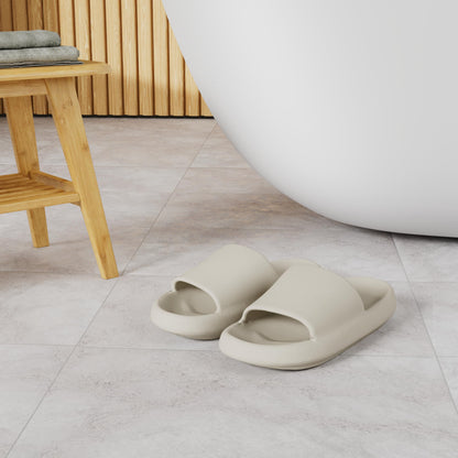 Joomra House Slippers for Women Mens Foam Pillow Shower Bath Bathroom Home Platform Sandals Slipers Cushion Cloud Slides for Ladies Female Male Sandles Beige 39-40