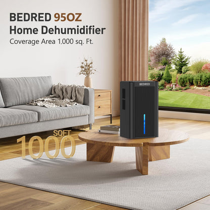 Dehumidifier,95OZ Dehumidifier for Home 1000 Sq.Ft - Quiet with Auto Shut Off & Relaxing 7 Color Ambient Light,Ideal for Livingroom, Bedroom, Basement(Black)