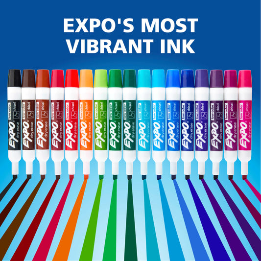 EXPO Dry Erase Markers, Low Odor Ink, Black, Chisel Tip, 40 Count