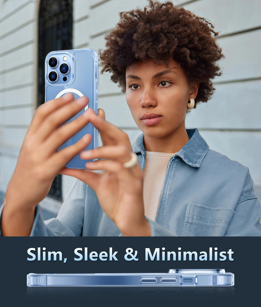 FNTCASE for iPhone 13 Pro-Max Case: Strong Magnetic Anti-Yellowing Slim Clear Case | Military Grade Protective & Shockproof Drop Protection Thin Transparent Phone Cover(Clear)
