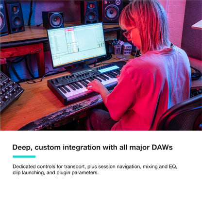 Novation Launchkey 49 MK4 – 49 key Semi-Weighted, USB, MIDI Keyboard Controller with DAW Integration. Chord & Scale Modes, 8 Drum Pads, & Arpeggiator — Includes Software Bundle for Music Production
